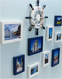 地中海客厅实木照片墙现代简约